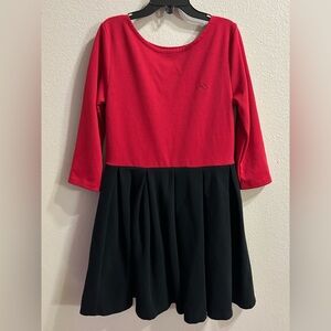 Polo Ralph Lauren Girls Uniform Dress Sz M (8-10) Red Black Pleated Long Sleeve
